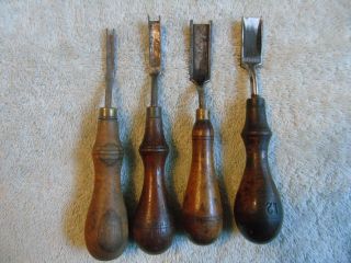 Vintage Leather Tools 4 French Edgers 1 C S Osborne 1/2 " & 3 Unmarked