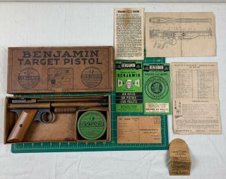 Vintage Benjamin Franklin 130 Air Target Pistol With Paperwork