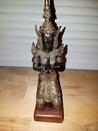 Antique / Vintage Gilt Bronze Thai Statue Teppanom Buddha Guardian Angel 8 "