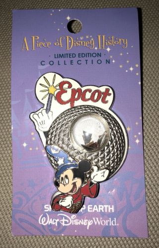 Piece Of Disney History Pin 2005 Epcot Spaceship Earth Disney World Wdw On Card