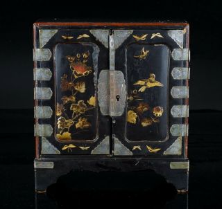 Antique Japanese Lacqure Cabinet Kodansu Early 20th C Meiji