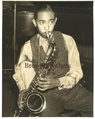 Vintage 1950s Don Byns On Saxophone Jazz Photo - Brown Bros