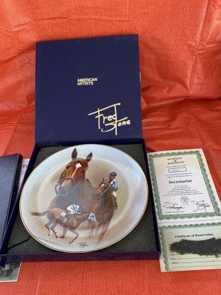 Secretariat Ron Turcotte Up 1950/9500 Race Horse Collector Plate By Fred Stone