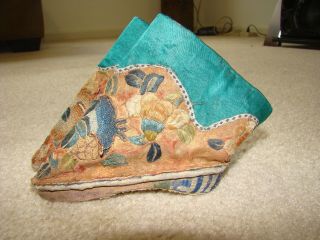 19th Century Embroidered Lotus Shoes Bound Foot