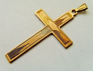 Vintage 9ct Gold Cross Pendant With Lovely Detail Hallmarked 35mm X 18mm