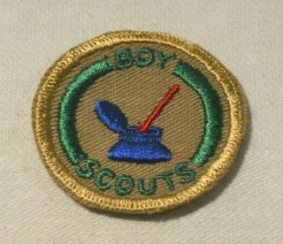Ink Well Boy Scout Journalist Proficiency Award Badge Tan Cloth Troop Large