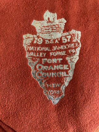 Boy Scouts Fort Orange Council NY National Jamboree 1957 Suede Neckerchief 2