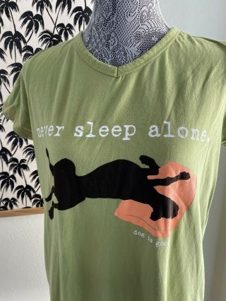 Dog Is Good Womens - Never Sleep Alone Sleep Shirt Size Medium S/s Green Nwot