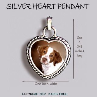Brittany Spaniel Dog - Ornate Heart Pendant Tibetan Silver