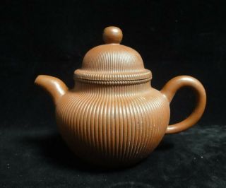 Rare Old Chinese Hand Carving " Zisha " Pottery Teapot Marked " Gujingzhou "