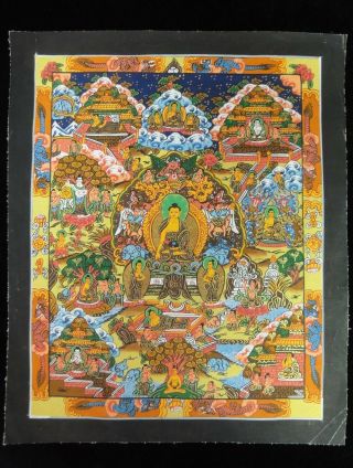 Large Fine Old Chinese Tibetan " Tangka " Gilt Hand Painting Buddha Images