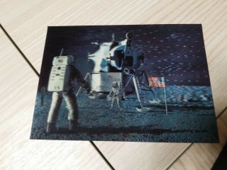 Vintage 1969 3 - D Apollo 11 Moon Landing Postcard