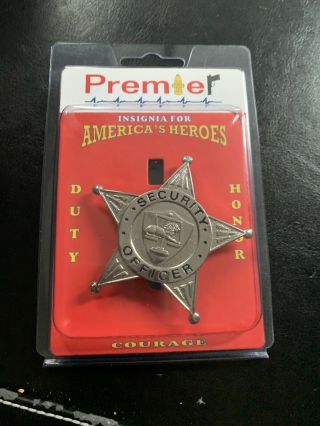 Classic Security Officer Gold Tone Badge On Detective Leather Holder (cosplay?)
