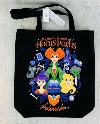 Disney Parks Hocus Pocus 2018 Passholder Tote Bag Magic Kingdom Black Rare