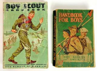 2 Vintage Bsa Boy Scout Handbooks 1940,  1960.  1st,  6th Edition Norman Rockwell
