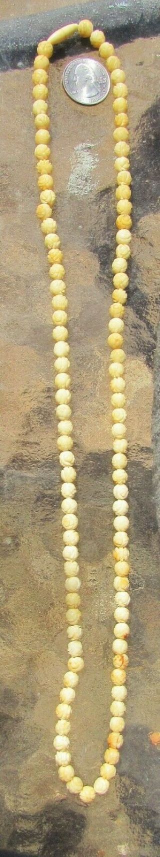 Gorgeous Vintage / Antique Carved Chinese Bakelite Beads Necklace 30 1/2 " Long