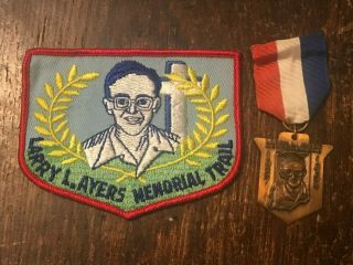 Vintage 1962 Bsa Larry L.  Ayers Memorial Trail Patch & Engraved Medal