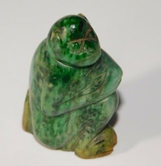 Antique / Vintage Chinese Hand Carved Jade / Hardstone Monkey Figure Statue