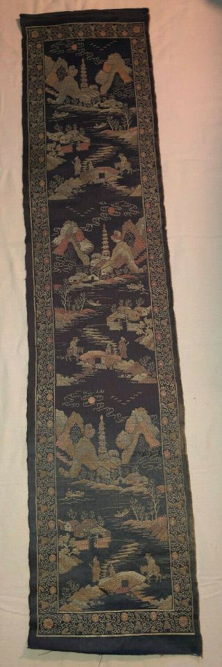 Antique Chinese Silk Embroidered Textile Tapestry Panel 4 