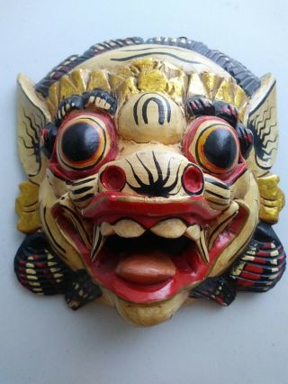 Chinese Wood Mask Hand Painted Hand - Carved,  Wall Hanging