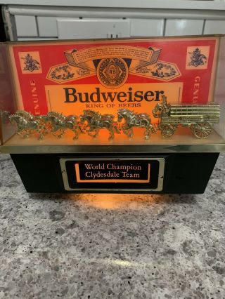 Budweiser,  World Champion Clydesdale Team Advertising Light Vintage Bar Sign Bud 2