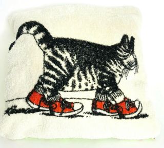 Vintage B Kliban Kitty Tabby Cat In Red Sneakers Shoes Washcloth Towel Pillow