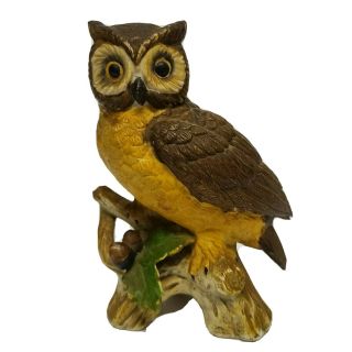 Vintage Ceramic Owl On Branch Figurine Brown