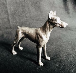 Pewter Doberman Pinscher Dog Silver Metal Statue Figurine R
