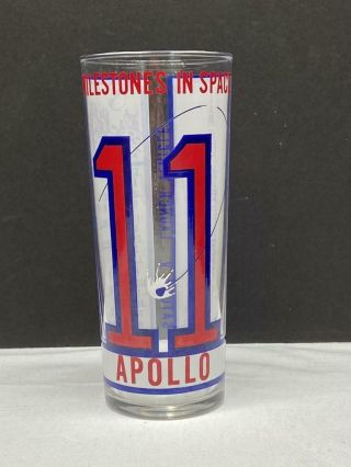 Vintage 1969 Apollo 11 Drinking Glass Nasa Milestone In Space Saturn 5