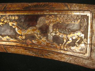 Antique Chinese 170 Year Old Qing Dynasty Hand Carved Wooden Horses & Deer