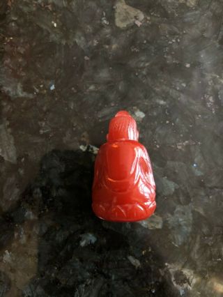Antique Chinese Hand Carved Red Agate Buddha Figure Pendant 2
