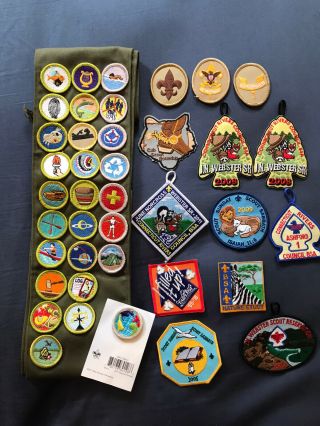 Vintage Merit Badge Sash Boy Scouts Of America Bsa W 40 Patches Memorabilia