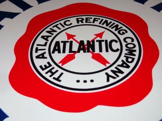 Vintage Atlantic Fried Egg Gasoline & Refining 11 3/4 " Porcelain Metal Oil Sign
