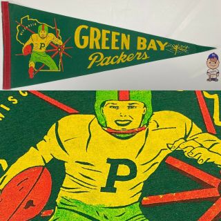 1960s Vintage Green Bay Packers Wisconsin Nfl Football Pennant 12x29