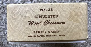 Vintage Drueke Games Simulated Wood Chessmen Chess Set No.  35 Weighted Bottoms 2
