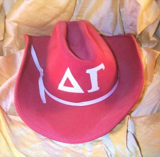 Vintage Delta Gamma Sorority Arkansas Red Wood Cowboy Hat Harcfield 6 5/8 Dg Old