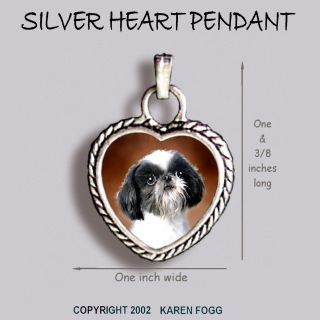 Shih Tzu Japanese Chin Dog Shih - Chin - Ornate Heart Pendant Tibetan Silver