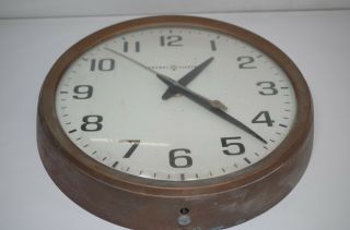Vintage General Electric Ge Large Brown Wall Clock Industrial School
