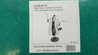 WDCC DISNEY 101 DALMATIONS CRUELLA DE VIL ANITA DAAHLING 1995 BOX 2