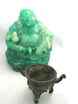 Antique Old Chinese Bronze Tripod Incense Burner Censer Signed Elephant Handles