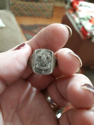 Vintage Boy Scout Ring Be Prepared Sterling Silver Size 10