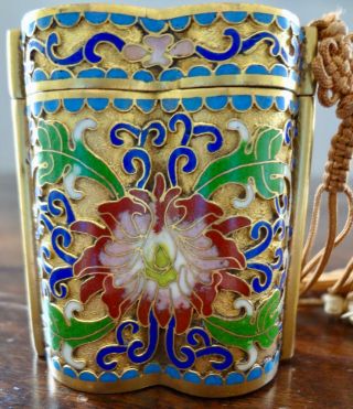 Antique Chinese Bronze Cloisonne Enamel Opium Canister Jar Snuff Box