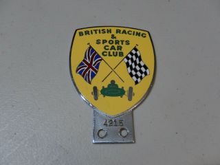Vintage Brscc British Racing & Sports Car Club Car Badge Auto Emblem