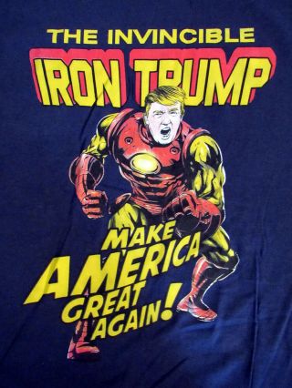 The Invincible Iron Trump Maga T - Shirt Size M Donald As Iron Man