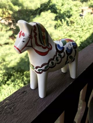 Vintage Scandia Ceramic Porcelain Horse Hand Painted Brazil Nordic Folk Art