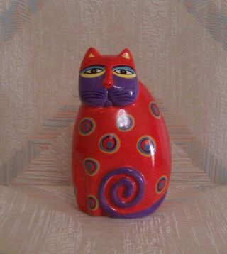 Cat Figurine Laurel Burch Feline Red Ceramic Figurine Statue Flaw 6