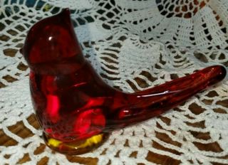 Vintage Ruby Red Glass Bird Cardinal Of Love Figurine Signed W.  Ward 1987