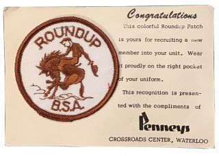 Rare Vintage Boy Scouts Bsa Round Up Patch On Pennys Crossroads Waterloo Iowa
