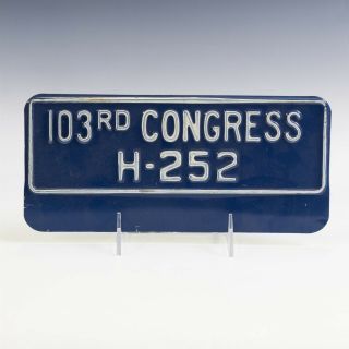 Vintage 103rd Congress Blue License Plate Topper Stamped Metal H - 252 Mab Nr