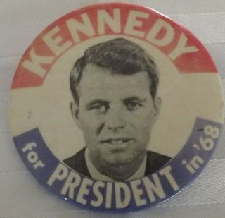 , Bobby Kennedy For Pres. ,  3 1/2 " Political Pinback From 1968